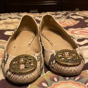 Snakeskin Tory Burch Reva flats